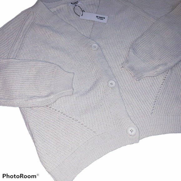NEW BB Dakota Steve Madden Womens Off White Cream Button Cardigan Sweater Size M - Picture 2 of 9
